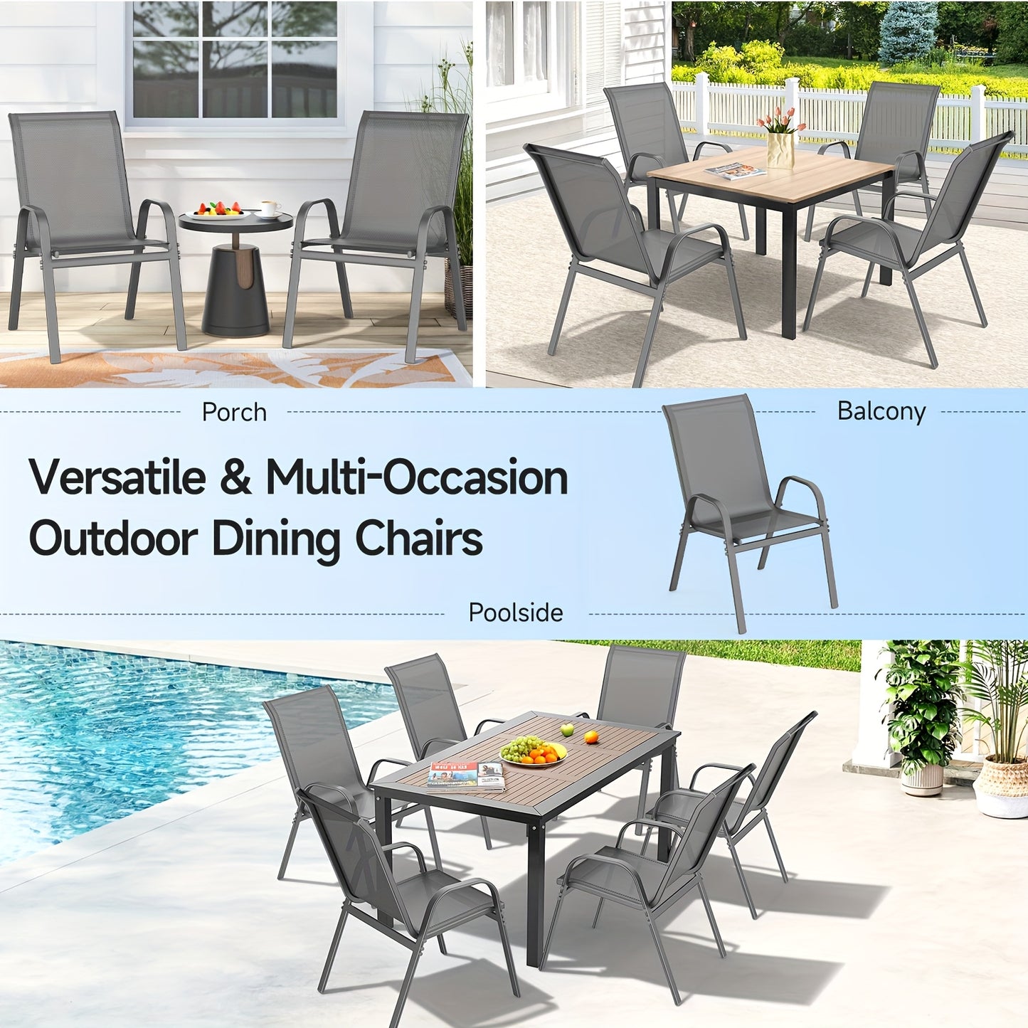 2\u002F4\u002F6pcs Outdoor Chairs Set, Comfortable All-Season Textilene Metal Outdoor Chairs Set, Quickly Install Patio Dining Chairs with Widen Seat And High Back,
