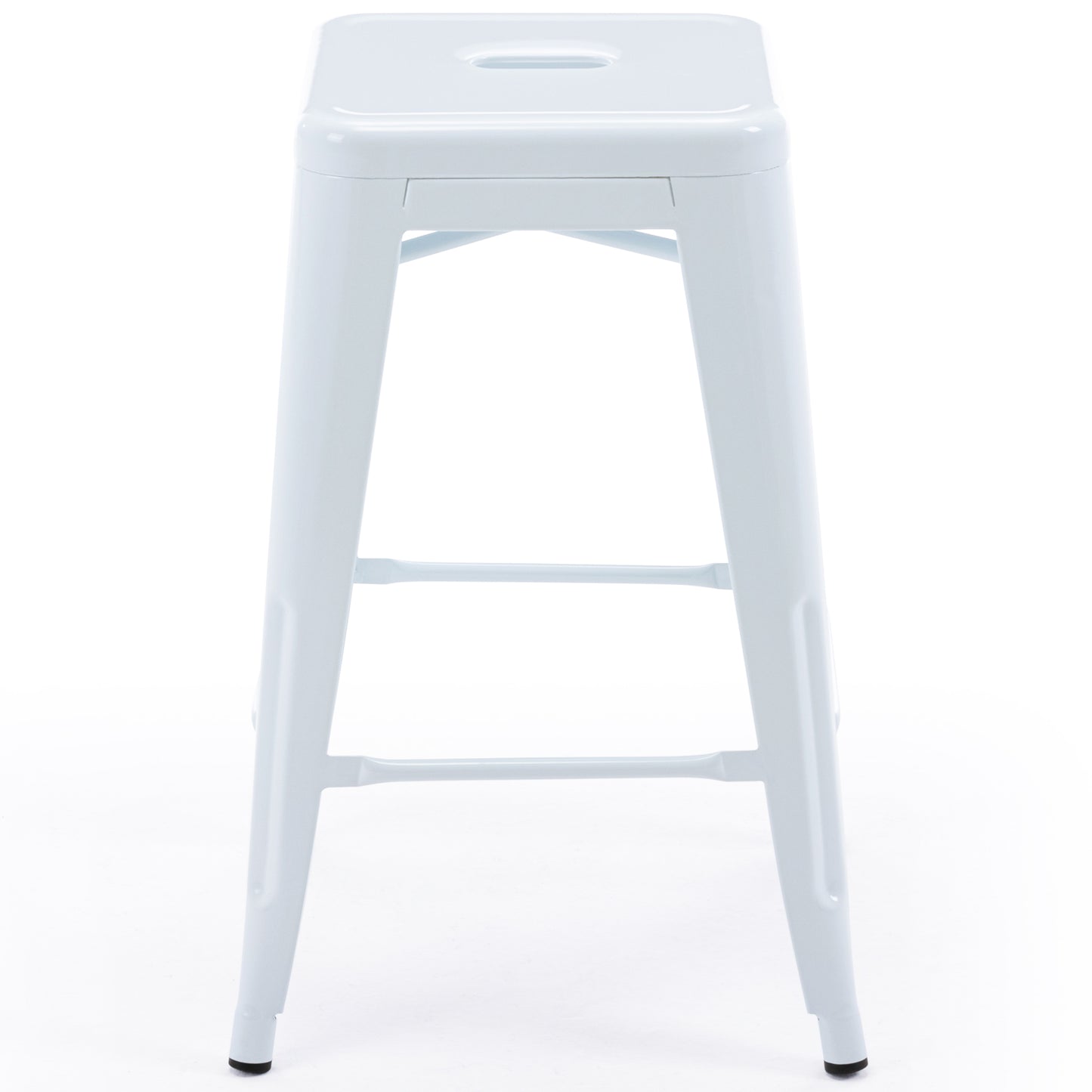 Vogue Furniture Direct White 24 Inch Metal Bar Stools Counter Height Barstools Modern Backless Stackable Metal Indoor\u002FOutdoor Bar Stools Kitchen Counter
