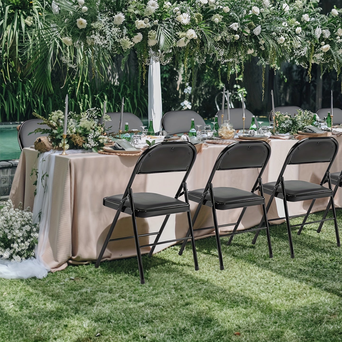 10\u002F20 Piece Set Stylish Folding Chair, Leather Upholstered Folding Chair for Outdoor and Indoor Use, Injection Molding Classic Garden Metal Folding Chair