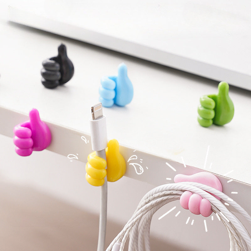 200pcs Colorful Thumbs-Up Charger Cable Organizers, Easy-Install Plastic Finger Hooks for Data Lines & Mobile Devices - Casual Style,