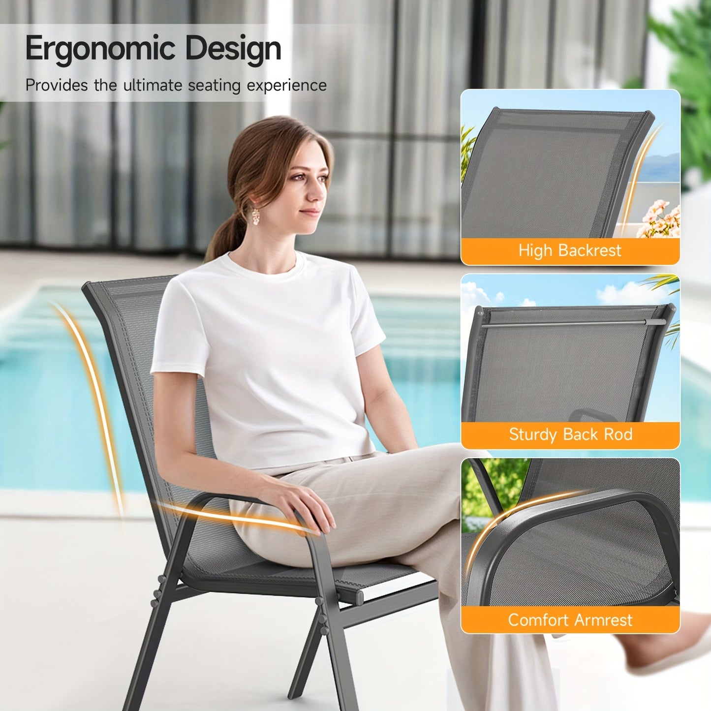 2\u002F4\u002F6pcs Outdoor Chairs Set, Comfortable All-Season Textilene Metal Outdoor Chairs Set, Quickly Install Patio Dining Chairs with Widen Seat And High Back,