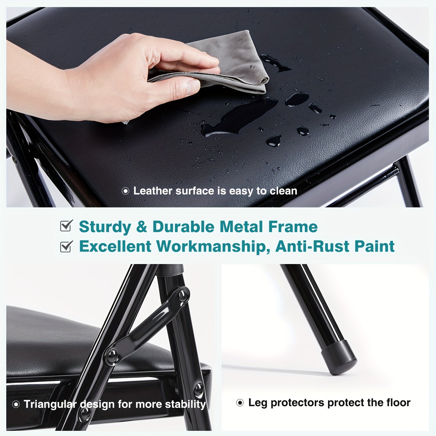 10\u002F20 Piece Set Stylish Folding Chair, Leather Upholstered Folding Chair for Outdoor and Indoor Use, Injection Molding Classic Garden Metal Folding Chair