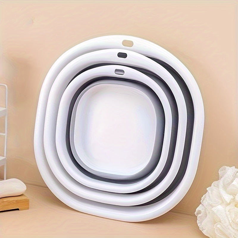 3pcs Foldable Sink Set, Plastic, Fragrance-Free, Portable Travel Basin for Dorm, Home, Laundry, Commercial Personal Hygiene, Bathroom Container, No Power, No Battery