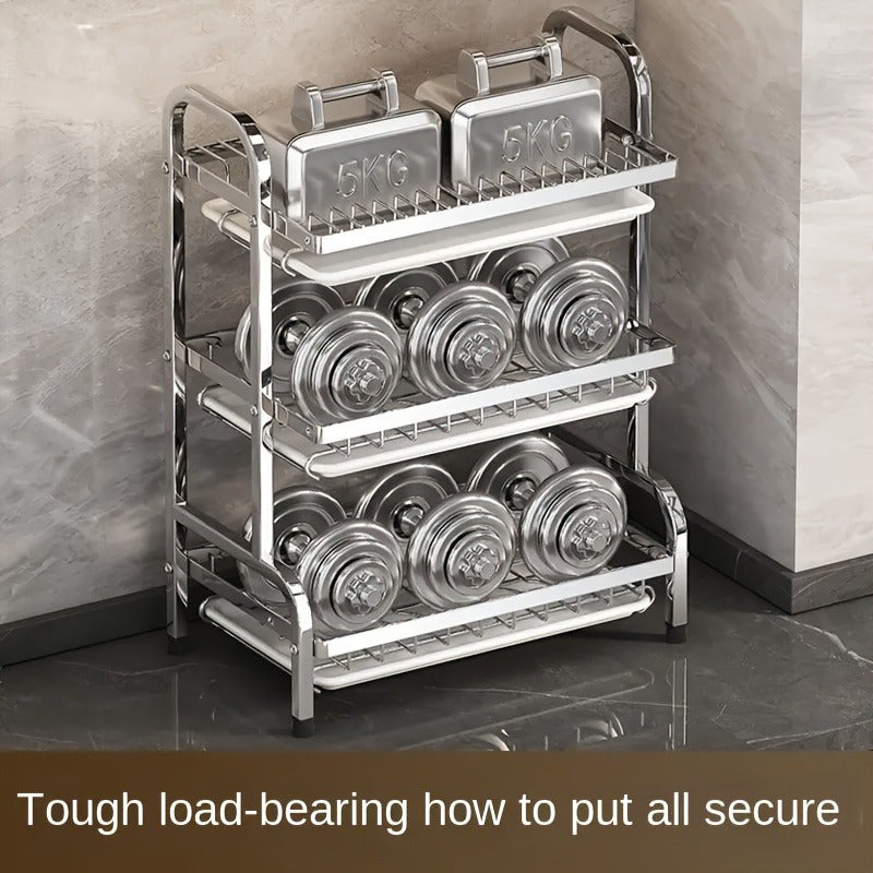 Space-Saving Dish Rack 2-Tier Stainless Steel Kitchen Dish Rack | Space-Saving Countertop Storage for Plates, Bowls, Cutlery & Utensils, Includes 2 Plates,