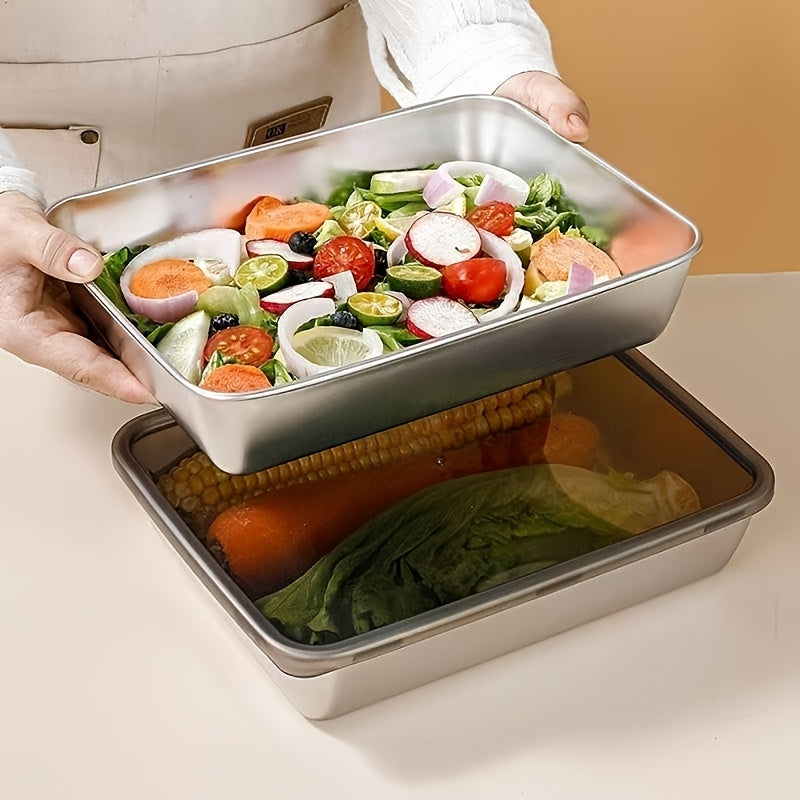 3pcs Stainless Steel Food Storage Containers Leak-Proof, Stackable, Space-Saving - Heavy-Duty Stainless Steel Construction, Airtight Lid for Freshness - Ideal for Meal Prep,