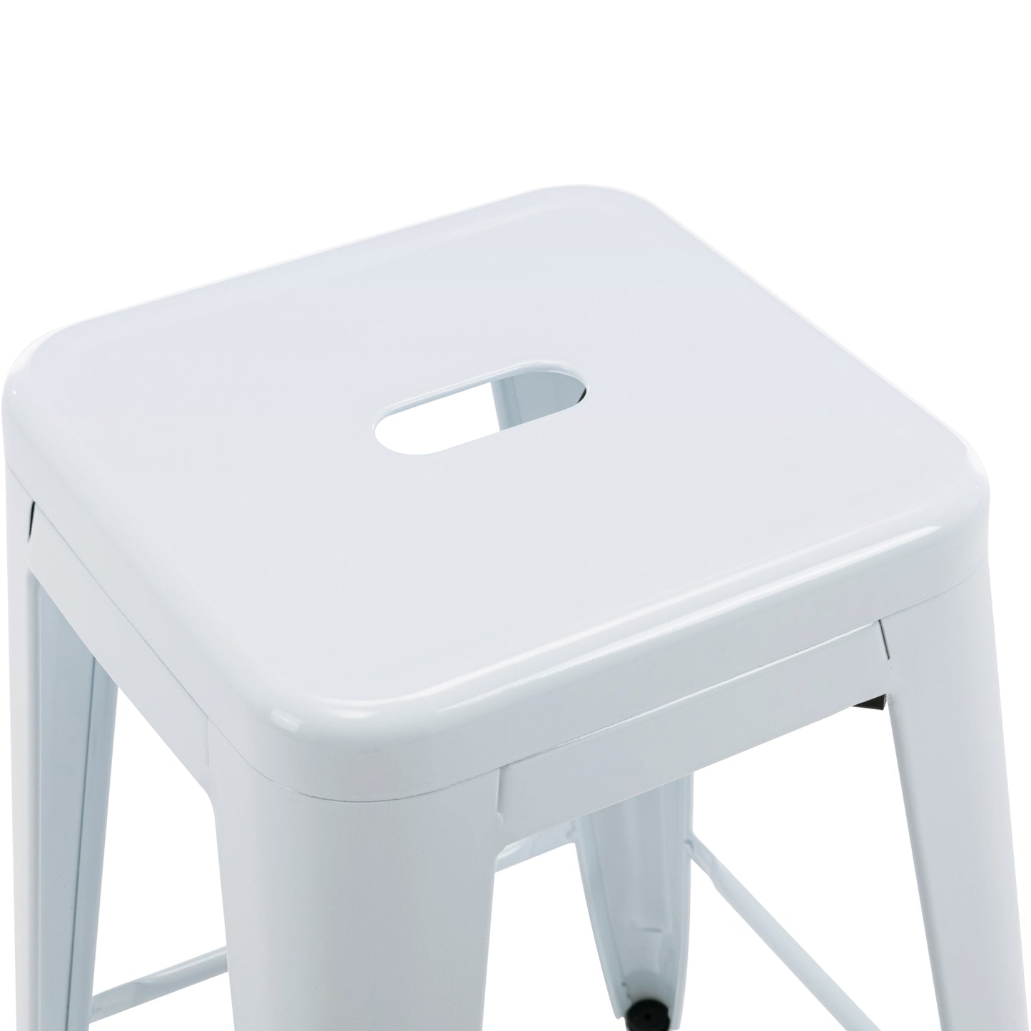 Vogue Furniture Direct White 24 Inch Metal Bar Stools Counter Height Barstools Modern Backless Stackable Metal Indoor\u002FOutdoor Bar Stools Kitchen Counter