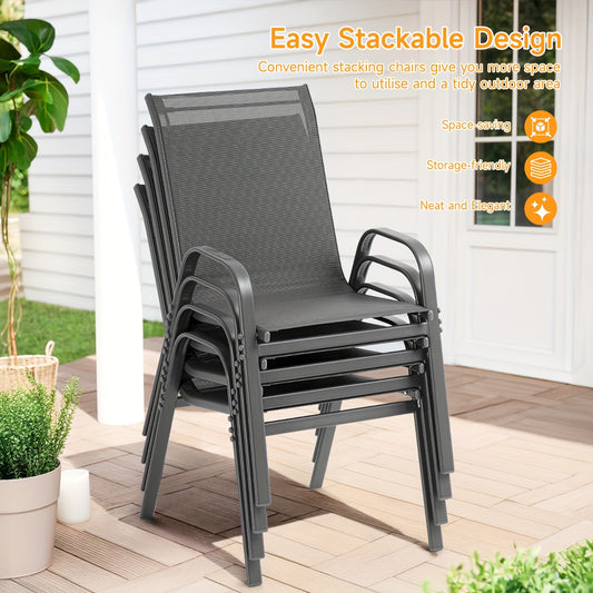 2\u002F4\u002F6pcs Outdoor Chairs Set, Comfortable All-Season Textilene Metal Outdoor Chairs Set, Quickly Install Patio Dining Chairs with Widen Seat And High Back,