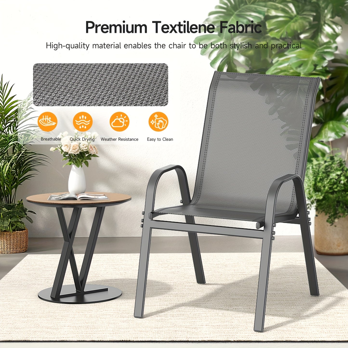 2\u002F4\u002F6pcs Outdoor Chairs Set, Comfortable All-Season Textilene Metal Outdoor Chairs Set, Quickly Install Patio Dining Chairs with Widen Seat And High Back,
