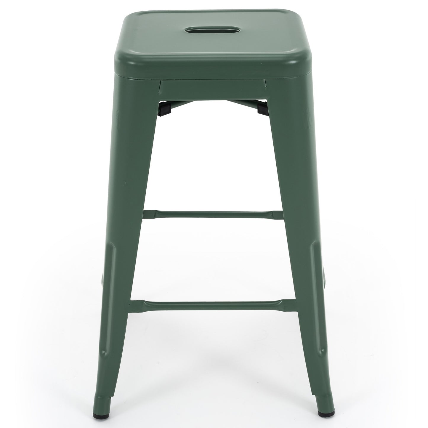 Vogue Furniture Direct White 24 Inch Metal Bar Stools Counter Height Barstools Modern Backless Stackable Metal Indoor\u002FOutdoor Bar Stools Kitchen Counter