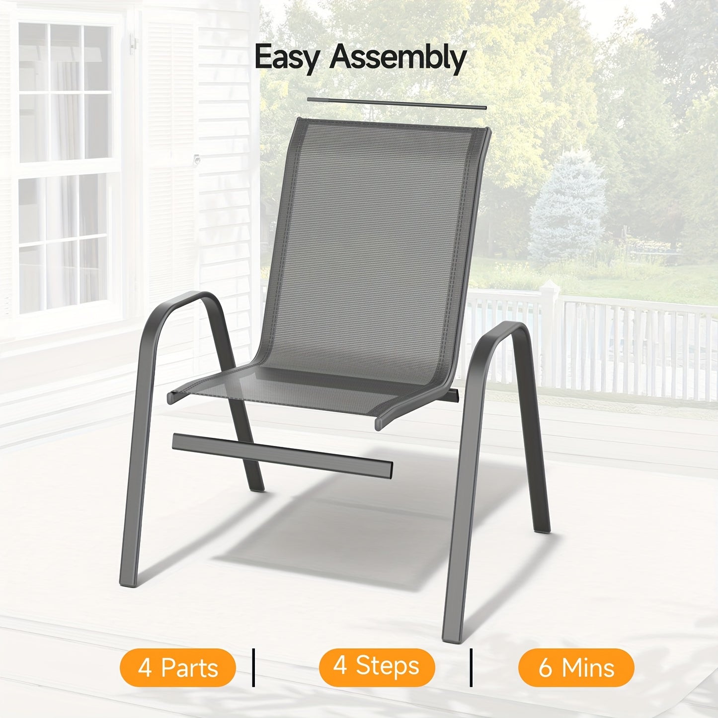 2\u002F4\u002F6pcs Outdoor Chairs Set, Comfortable All-Season Textilene Metal Outdoor Chairs Set, Quickly Install Patio Dining Chairs with Widen Seat And High Back,