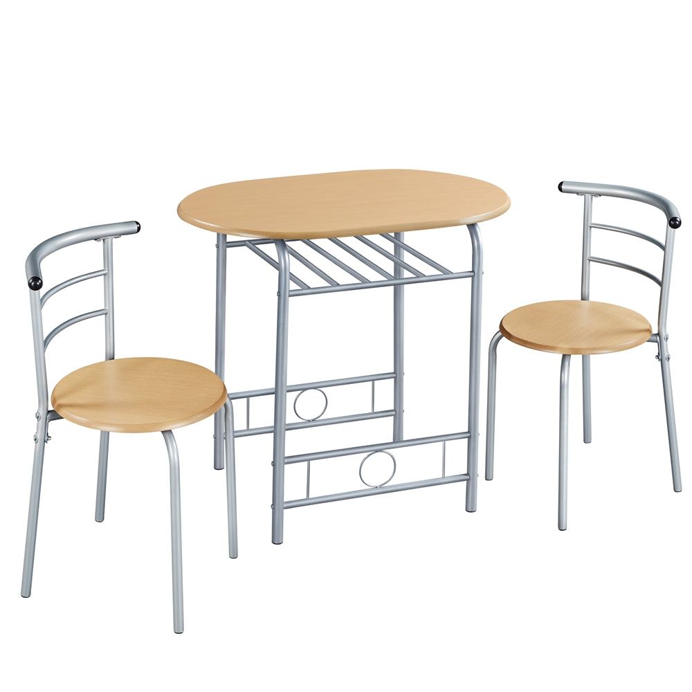 Costoffs Modern Round Dining Table and Chairs Set for 2 with Steel Legs & Storage Rack, Space-Saving Design for Kitchens, Apartments, Dorm Rooms, and Small Spaces,