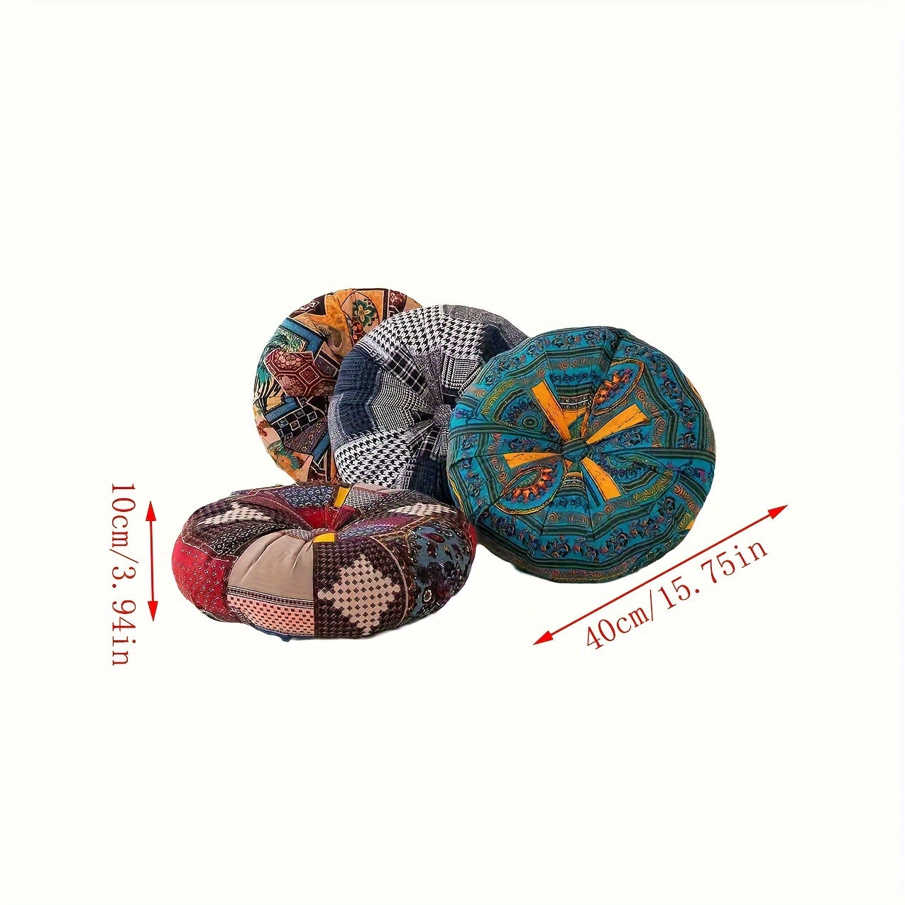 Bohemian Round Cushion Bohemian Ethnic Fabric Round Thick Cushion | Yoga Mat Floor Pillow for Office, Car, Living Room, Home Decor Seat Pad, Meditation Mat