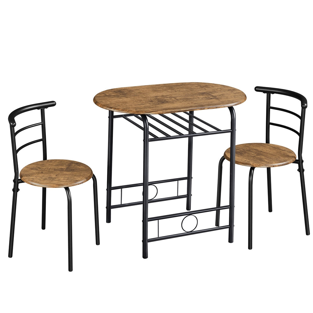 Costoffs Modern Round Dining Table and Chairs Set for 2 with Steel Legs & Storage Rack, Space-Saving Design for Kitchens, Apartments, Dorm Rooms, and Small Spaces,