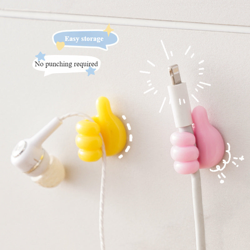 200pcs Colorful Thumbs-Up Charger Cable Organizers, Easy-Install Plastic Finger Hooks for Data Lines & Mobile Devices - Casual Style,