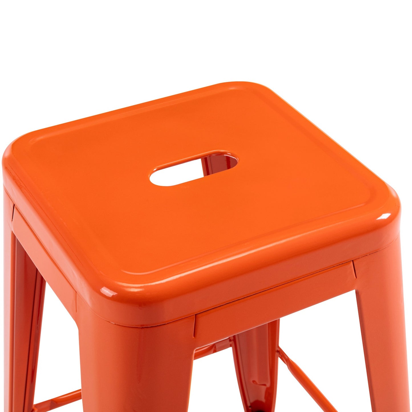 Vogue Furniture Direct White 24 Inch Metal Bar Stools Counter Height Barstools Modern Backless Stackable Metal Indoor\u002FOutdoor Bar Stools Kitchen Counter