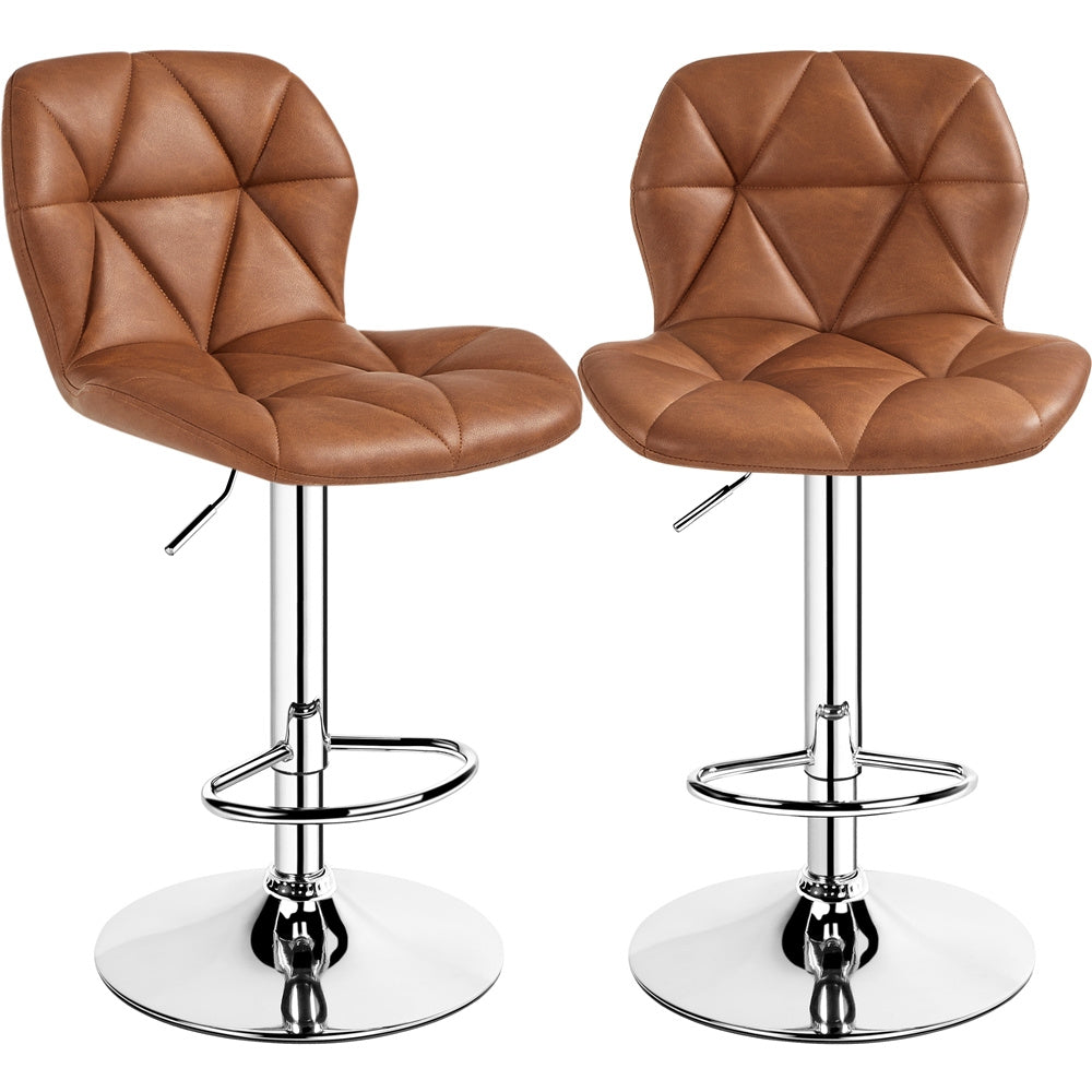 Costoffs 2pcs Swivel Bar Stools Halloween Gift PU Leather Bar Stools Set of 2, Adjustable Swivel Bar Stools, Modern Counter Height Stools with Backrest for Kitchen Island,