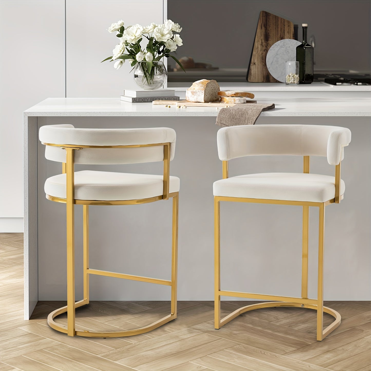 Modern Barrel Bar Stools Set Of 2, Counter Height Stools 25.6\
