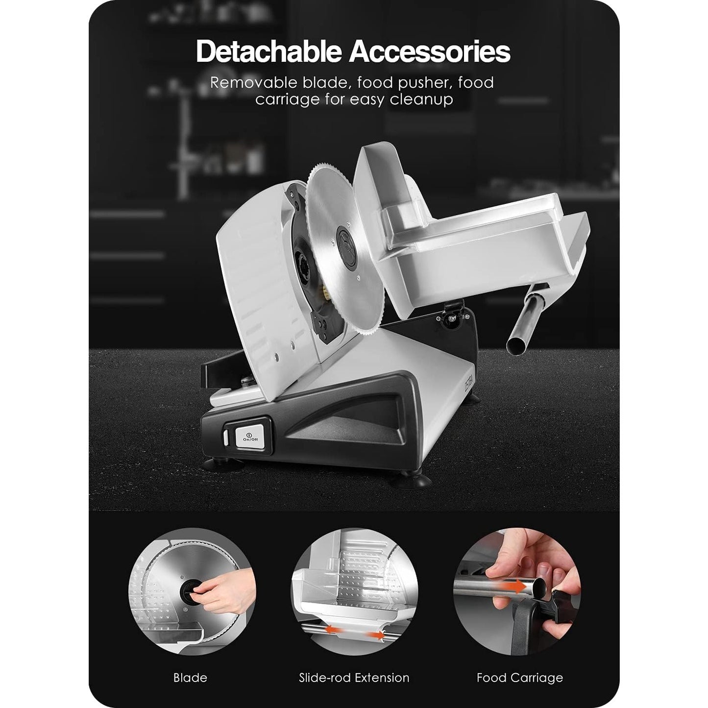 Electric Meat Slicer OSTBA Electric Meat Slicer with Adjustable Thickness & Child Lock Protection | 7.5\