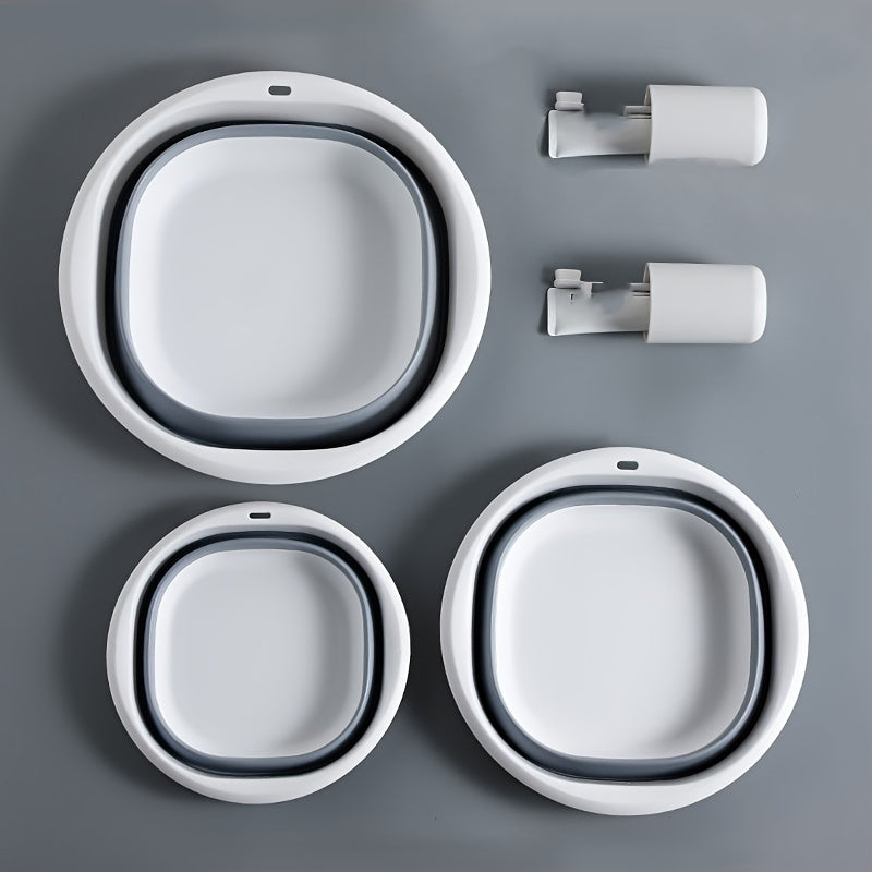 3pcs Foldable Sink Set, Plastic, Fragrance-Free, Portable Travel Basin for Dorm, Home, Laundry, Commercial Personal Hygiene, Bathroom Container, No Power, No Battery