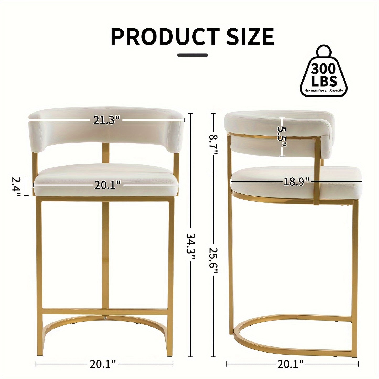 Modern Barrel Bar Stools Set Of 2, Counter Height Stools 25.6\