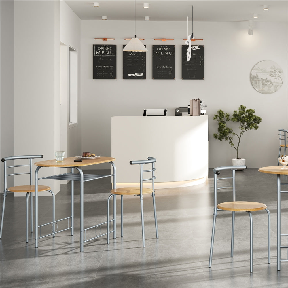 Costoffs Modern Round Dining Table and Chairs Set for 2 with Steel Legs & Storage Rack, Space-Saving Design for Kitchens, Apartments, Dorm Rooms, and Small Spaces,
