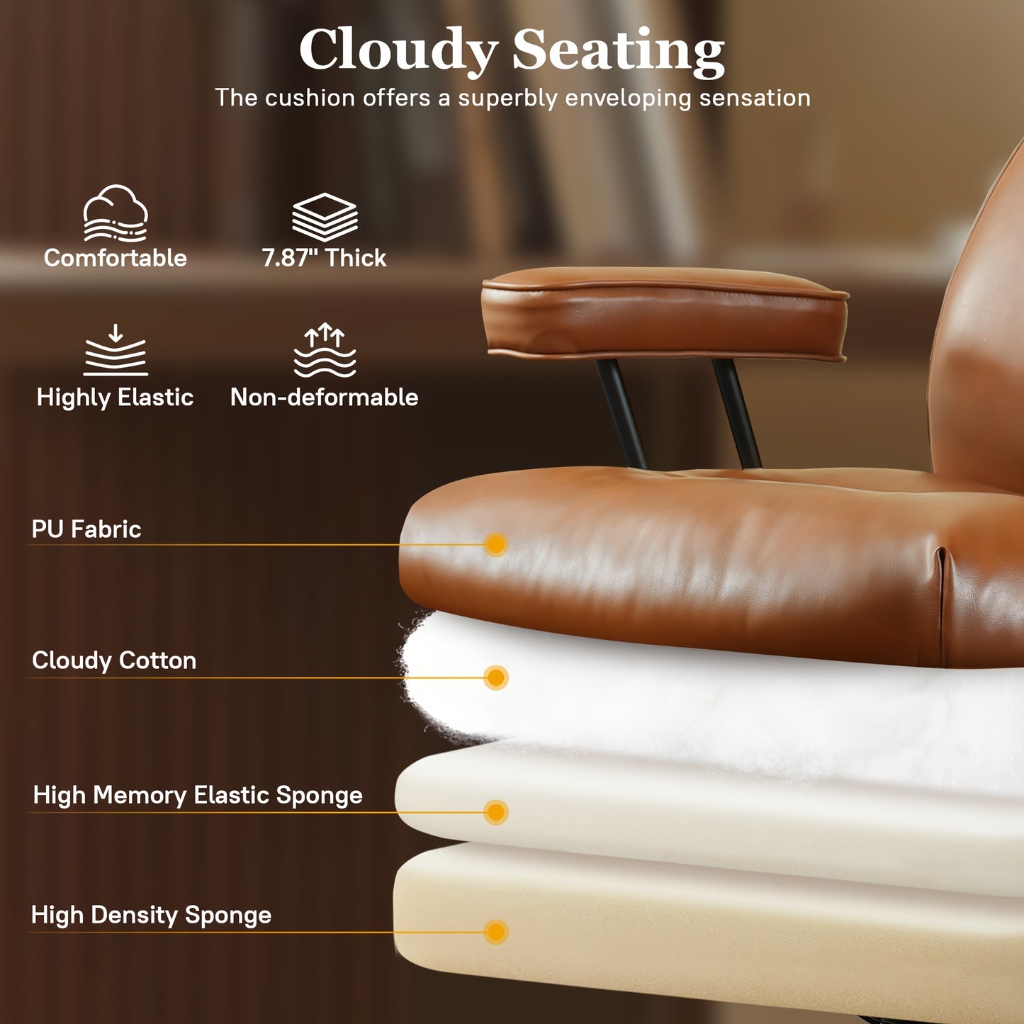 Modern Adjustable Executive Office Chair - High Back Faux Leather Desk Chair with Padded Armrests, Lumbar Support & Ergonomic Design for Home or Office Use,