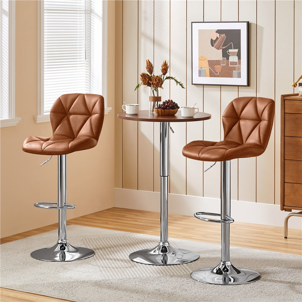 Costoffs 2pcs Swivel Bar Stools Halloween Gift PU Leather Bar Stools Set of 2, Adjustable Swivel Bar Stools, Modern Counter Height Stools with Backrest for Kitchen Island,