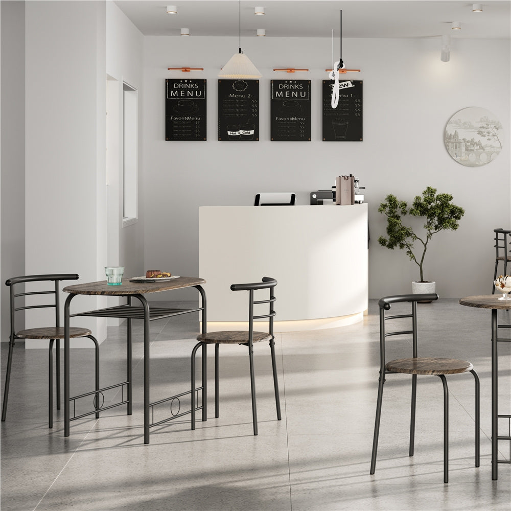 Costoffs Modern Round Dining Table and Chairs Set for 2 with Steel Legs & Storage Rack, Space-Saving Design for Kitchens, Apartments, Dorm Rooms, and Small Spaces,