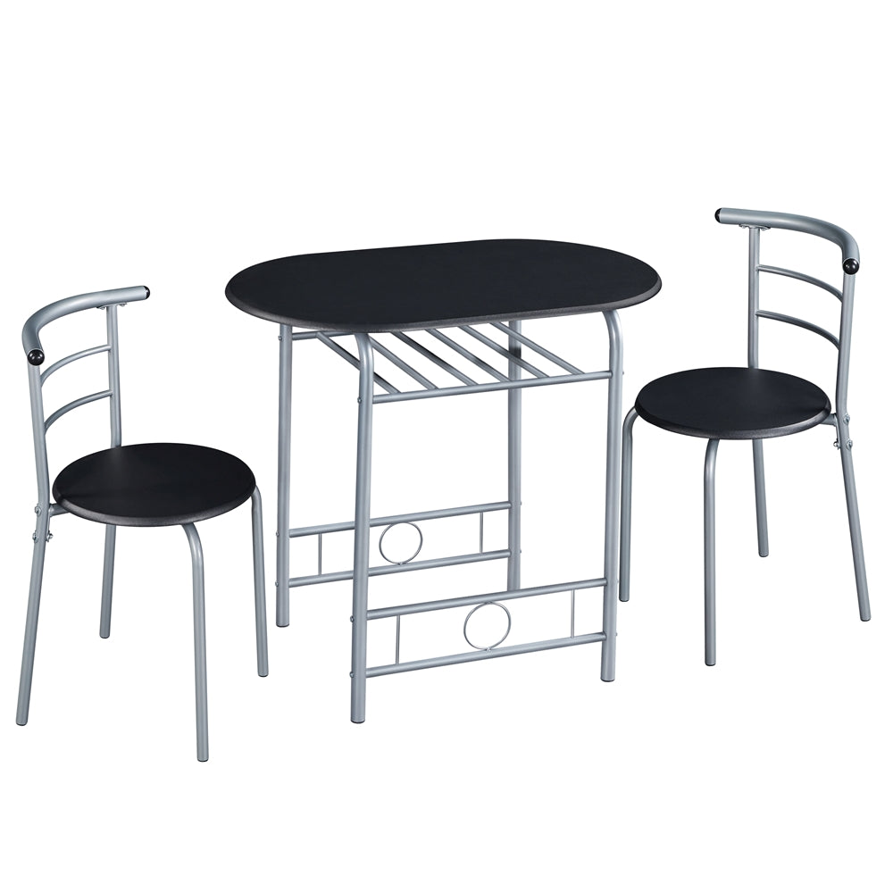 Costoffs Modern Round Dining Table and Chairs Set for 2 with Steel Legs & Storage Rack, Space-Saving Design for Kitchens, Apartments, Dorm Rooms, and Small Spaces,