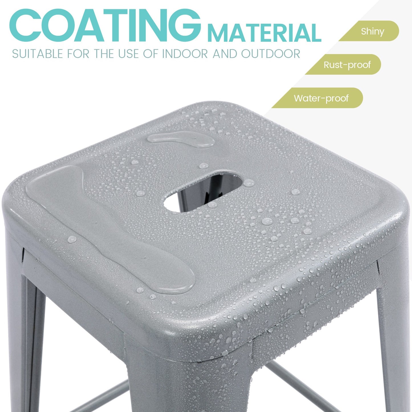 Vogue Furniture Direct White 24 Inch Metal Bar Stools Counter Height Barstools Modern Backless Stackable Metal Indoor\u002FOutdoor Bar Stools Kitchen Counter