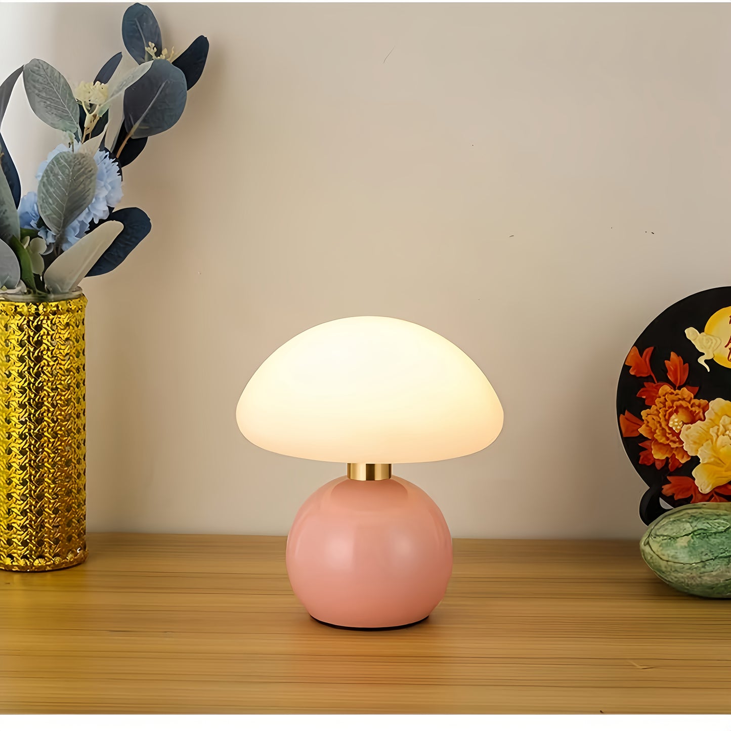 Elegant USB-Powered Ceramic Mushroom Table Lamp with Adjustable Brightness & Touch Control – Soft, Dimmable Light for Bedroom, Living Room, Desk, a