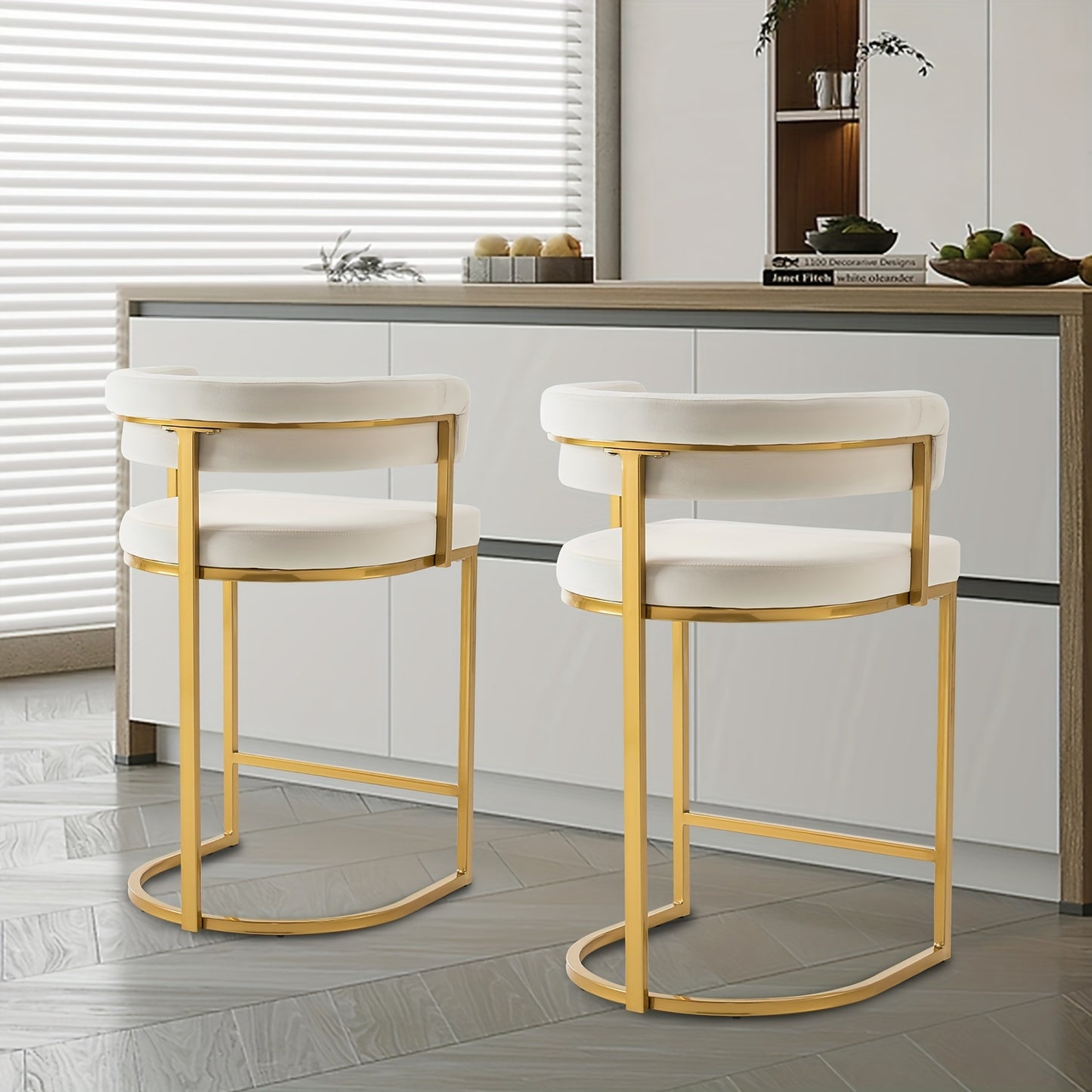 Modern Barrel Bar Stools Set Of 2, Counter Height Stools 25.6\