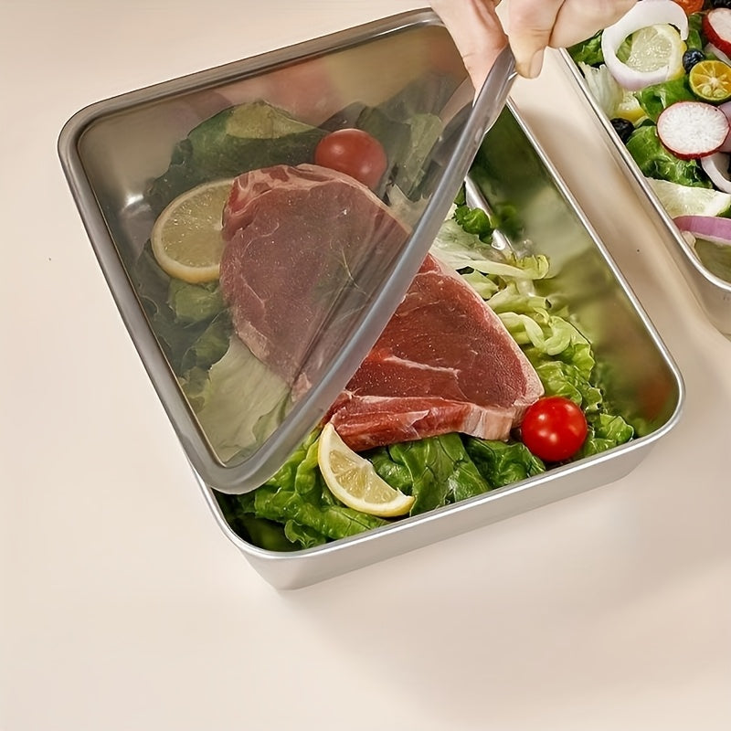 3pcs Stainless Steel Food Storage Containers Leak-Proof, Stackable, Space-Saving - Heavy-Duty Stainless Steel Construction, Airtight Lid for Freshness - Ideal for Meal Prep,