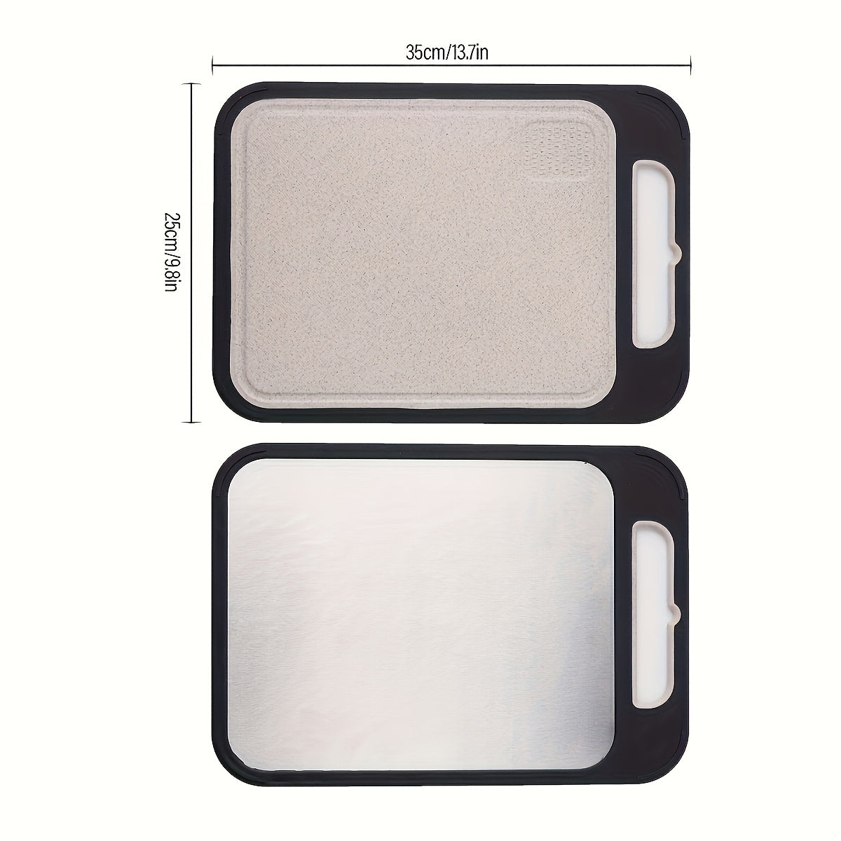Stainless Steel Cutting Board Faridabio Stainless Steel Cutting Board | Double-Sided Anti-Slip Kitchen Board with PP Plastic Base - Lightweight,