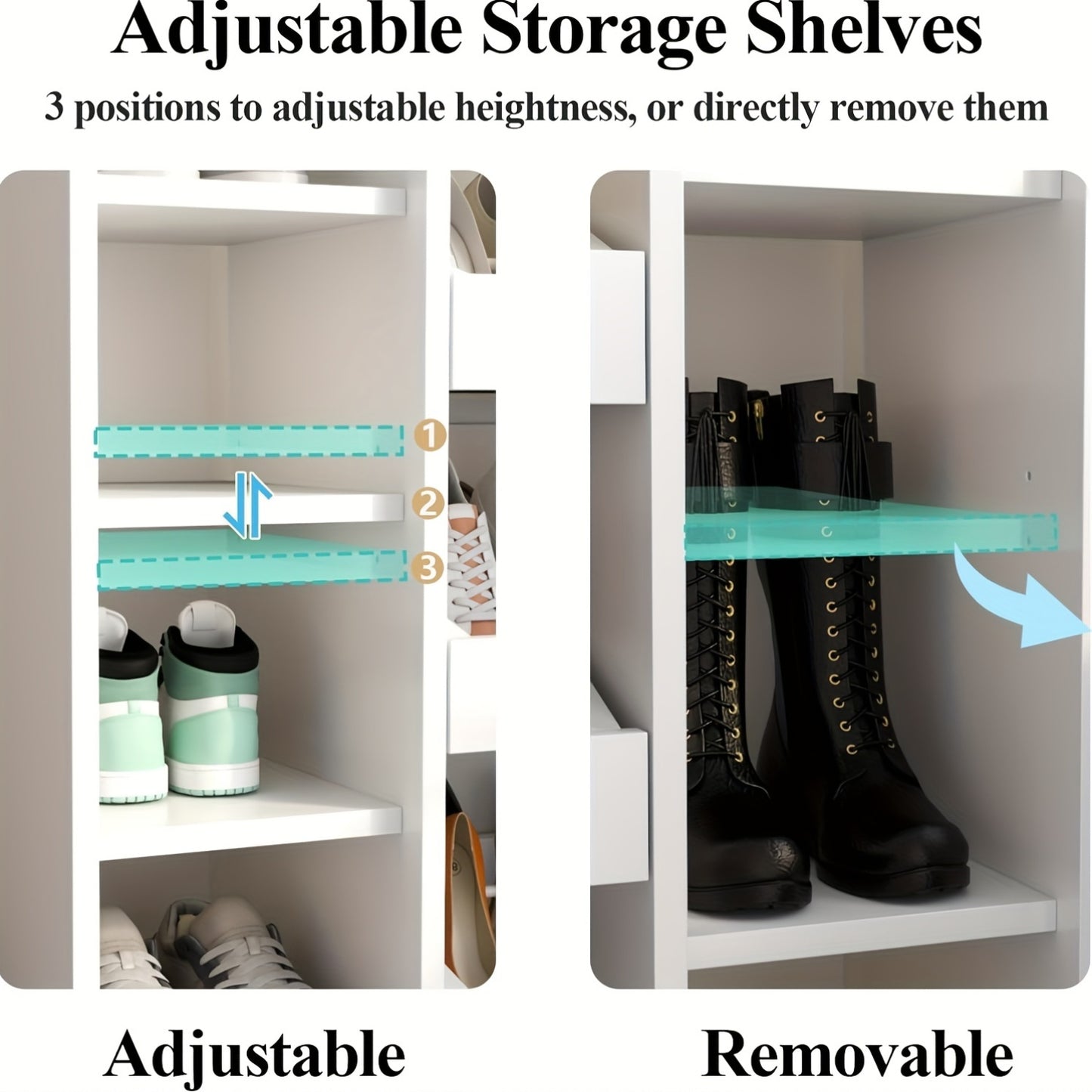 Shoe Storage Cabinet With 5 Drawers & 12 Shelves, Modern LED Shoe Rack & Handbag Storage Cabinet, Space-Saving, Freestanding Shoes And Handbag Storage