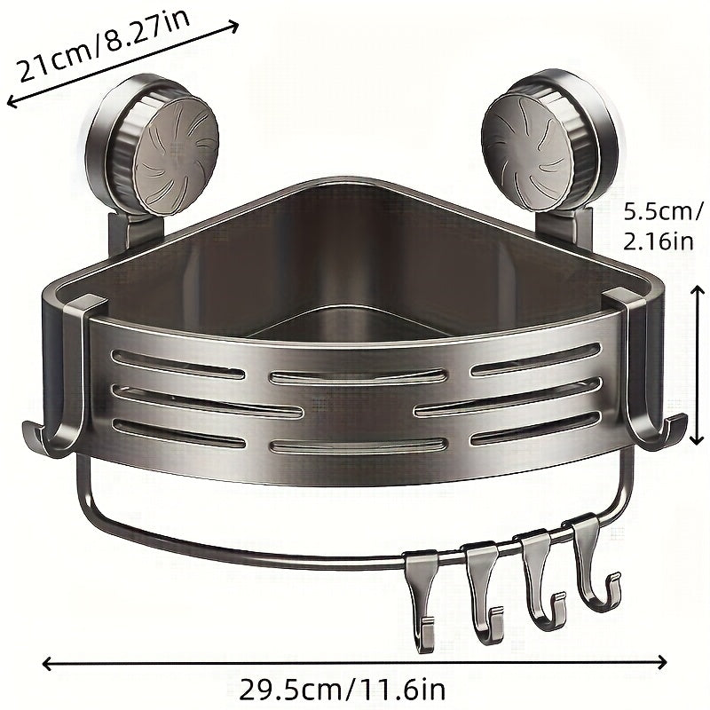 Bathroom Storage Rack Set of 2 Suction Cup Triangular Baskets for The Bathroom, Corner Wall-Mounted Without Drilling for The Washbasin, Toilet Storage Rack