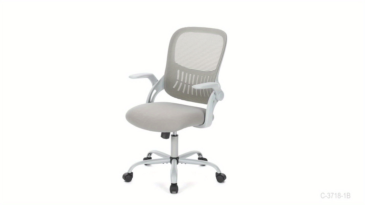 Office Computer Desk Chair, Ergonomic Mid-Back Mesh Rolling Work Swivel Task Chairs with Comfortable Lumbar Support, Wheels, Comfy Flip-up Arms for Home,