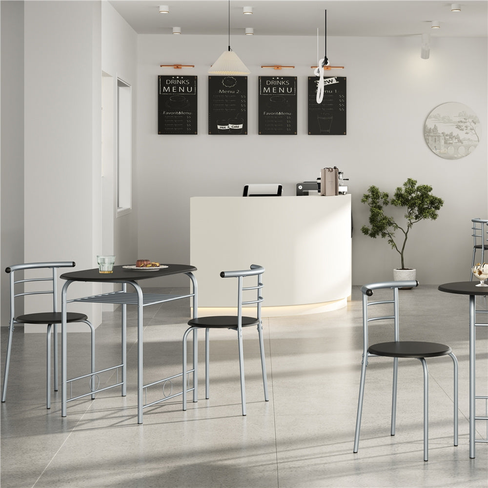 Costoffs Modern Round Dining Table and Chairs Set for 2 with Steel Legs & Storage Rack, Space-Saving Design for Kitchens, Apartments, Dorm Rooms, and Small Spaces,
