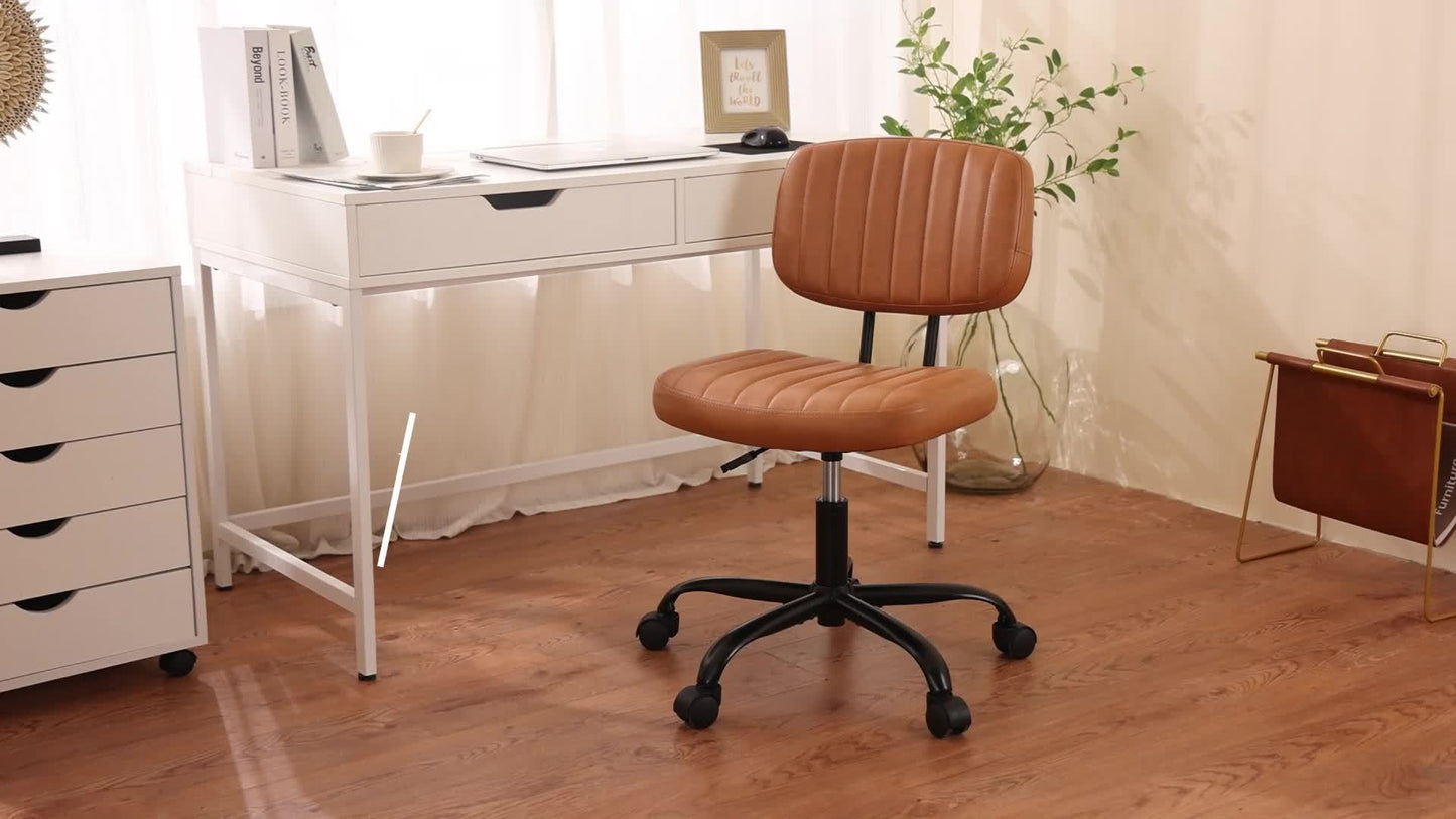 Everyday Comfort Ergonomic Office Chair with Lumbar Support, Adjustable Height, and Wheels – Comfy Armless Swivel Task Chair for Home or Office Study, Black