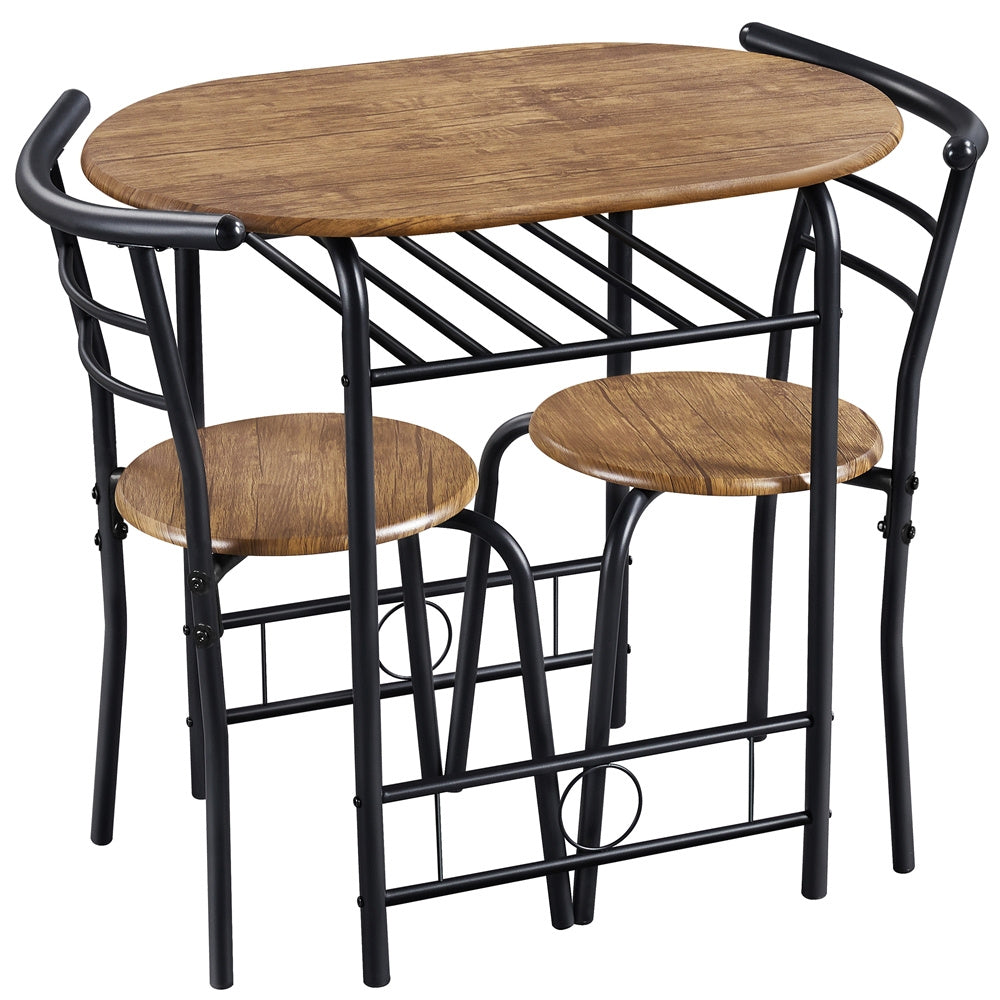 Costoffs Modern Round Dining Table and Chairs Set for 2 with Steel Legs & Storage Rack, Space-Saving Design for Kitchens, Apartments, Dorm Rooms, and Small Spaces,