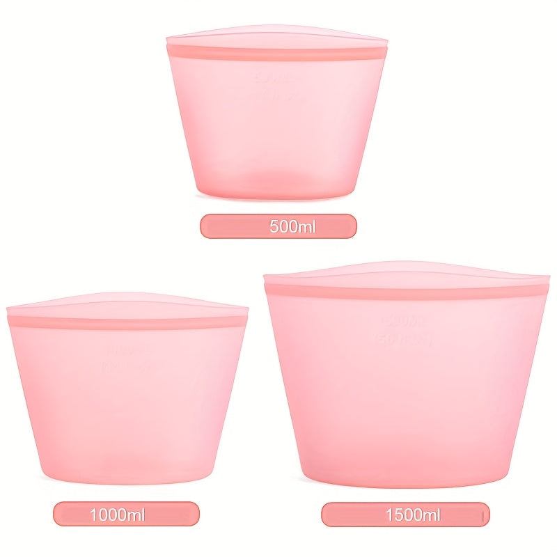 Reusable Silicone Food Storage Bags - Leakproof, Fresh-Keeping Ziplock Containers for Fridge & Freezer | 17.6oz, 35.2oz, 52.8oz | Ideal for Snacks,