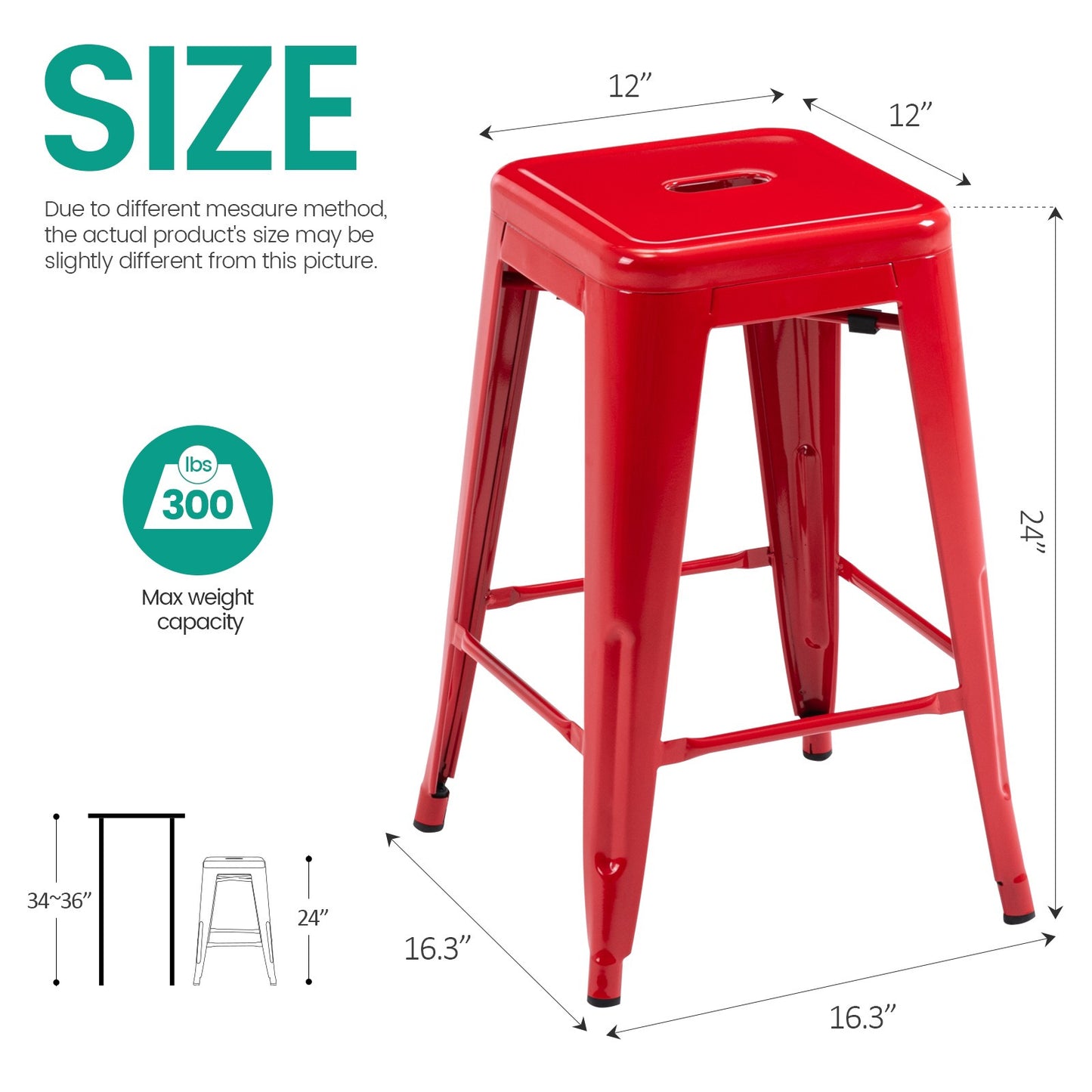 Vogue Furniture Direct White 24 Inch Metal Bar Stools Counter Height Barstools Modern Backless Stackable Metal Indoor\u002FOutdoor Bar Stools Kitchen Counter