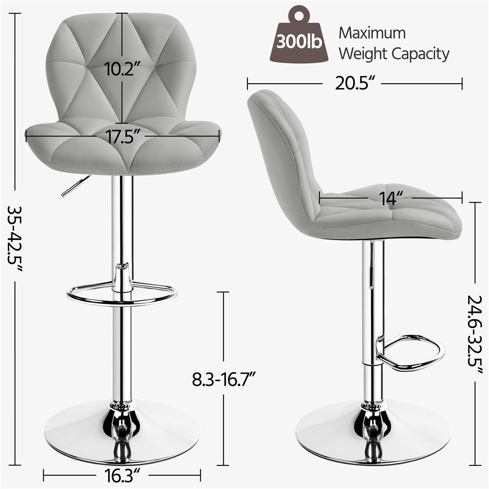 Costoffs 2pcs Swivel Bar Stools Halloween Gift PU Leather Bar Stools Set of 2, Adjustable Swivel Bar Stools, Modern Counter Height Stools with Backrest for Kitchen Island,