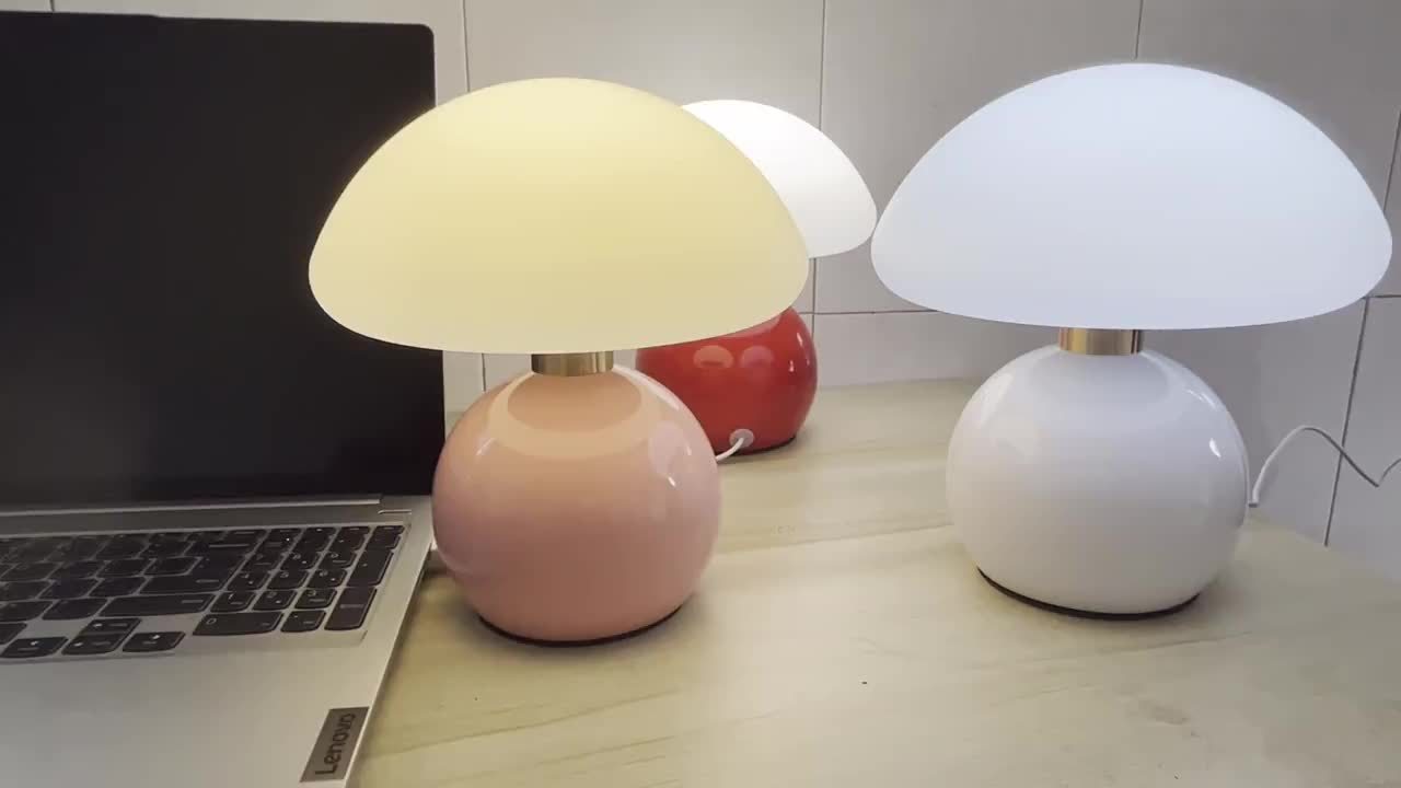 Elegant USB-Powered Ceramic Mushroom Table Lamp with Adjustable Brightness & Touch Control – Soft, Dimmable Light for Bedroom, Living Room, Desk, a