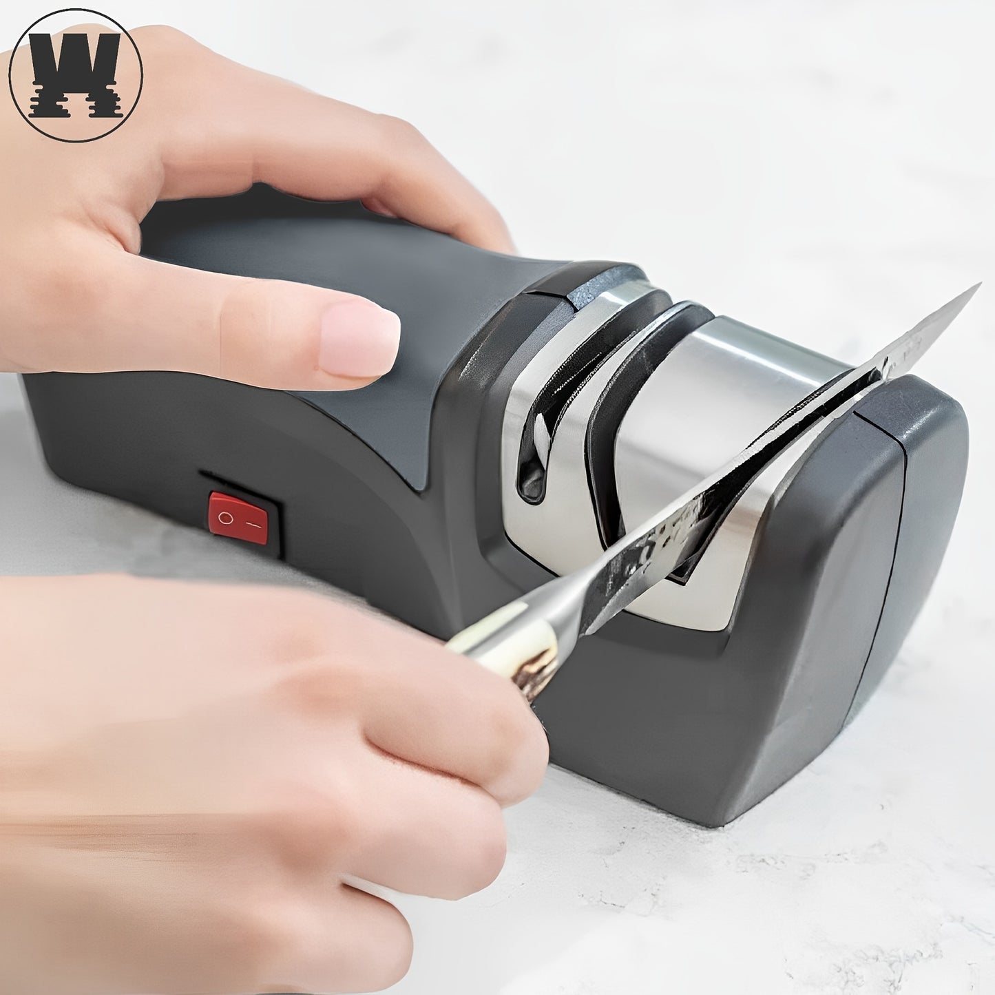 Electric Knife Sharpener WANVOAPLS 2-Stage Electric Knife Sharpener | USB-Powered, Automatic Overpressure Protection, Multi-Functional for Kitchen Knives,
