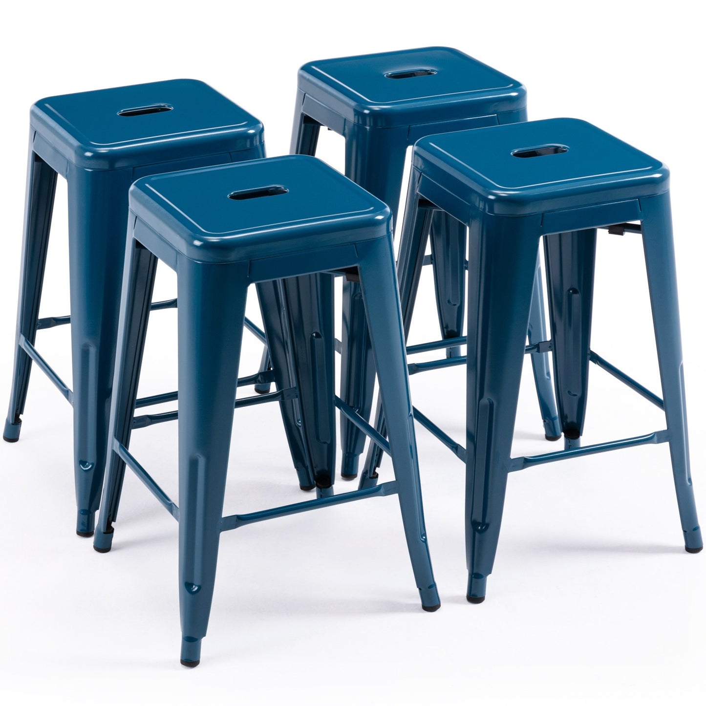 Vogue Furniture Direct White 24 Inch Metal Bar Stools Counter Height Barstools Modern Backless Stackable Metal Indoor\u002FOutdoor Bar Stools Kitchen Counter