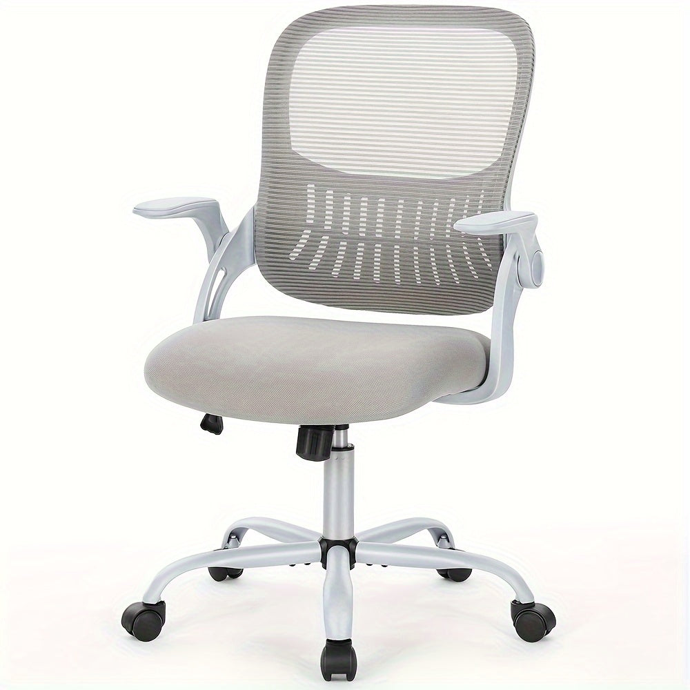 Office Computer Desk Chair, Ergonomic Mid-Back Mesh Rolling Work Swivel Task Chairs with Comfortable Lumbar Support, Wheels, Comfy Flip-up Arms for Home,