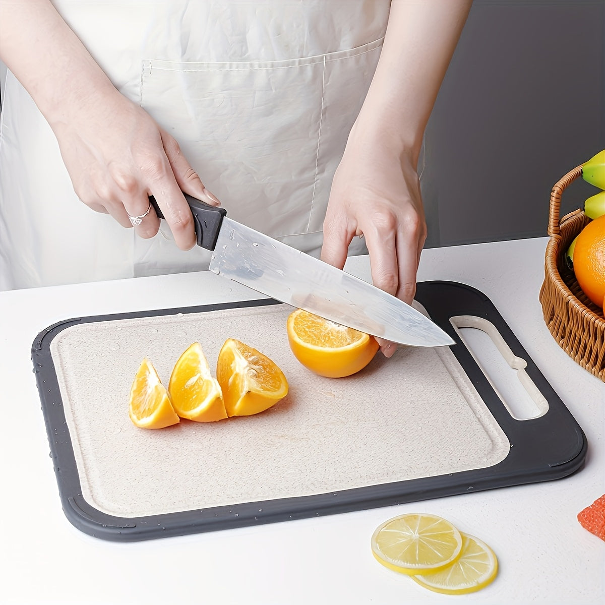 Stainless Steel Cutting Board Faridabio Stainless Steel Cutting Board | Double-Sided Anti-Slip Kitchen Board with PP Plastic Base - Lightweight,
