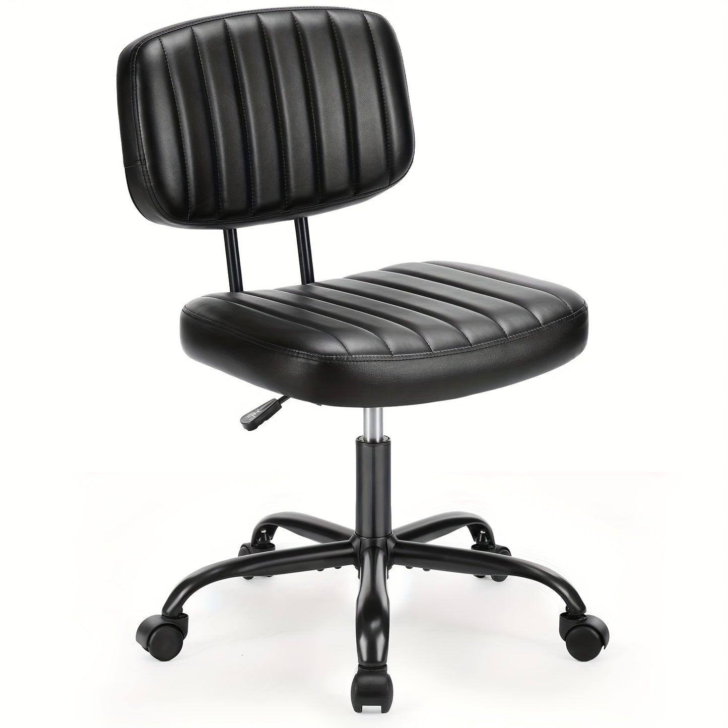 Everyday Comfort Ergonomic Office Chair with Lumbar Support, Adjustable Height, and Wheels – Comfy Armless Swivel Task Chair for Home or Office Study, Black