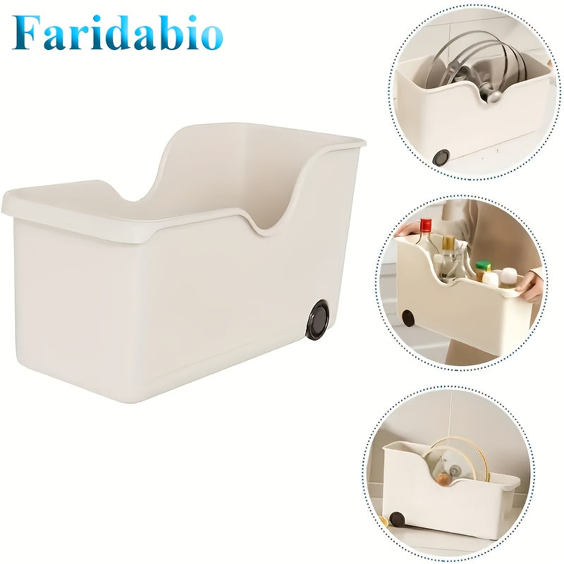 Faridabio Multi-Functional 2-Wheeled Organizer (2pcs Set) - Kitchen Bathroom Bedroom Preferred Storage Solution for Utensils Spices Books and More in Durable